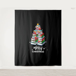 Boek Kerstboom Kerstcadeau voor boeken liefhebbers Wandkleed