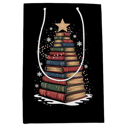 Boek Kerstboom Leraar Bibliothecaris Kerstvakantie Medium Cadeauzakje (Voorkant)
