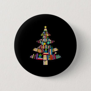 Boek Kerstboom Licht Boek Liefhebber Bibliothecari Ronde Button 5,7 Cm