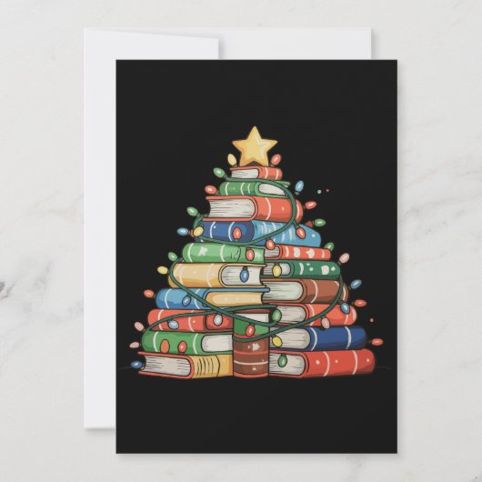 Boek Kerstboom Lichten Leraar Bibliothecaris Lees Feestdagenkaart (Voorkant)