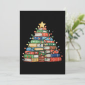 Boek Kerstboom Lichten Leraar Bibliothecaris Lees Feestdagenkaart (Staand voorkant)