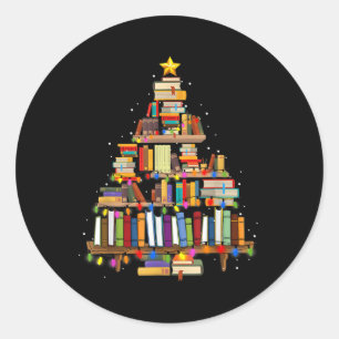 Boek Kerstboom Lichten Leraar Bibliothecaris Lees Ronde Sticker