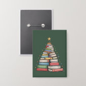 Boek Kerstboom Retro Boekenwurm Bibliotheek  Button (Voorkant / Achterkant)