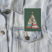Boek Kerstboom Retro Boekenwurm Bibliotheek  Button (Insitu)
