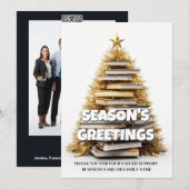 Boek kerstboom schrijver vakantie groetjes foto feestdagenkaart (Voorkant / Achterkant)