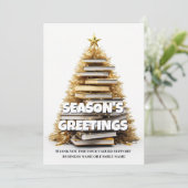 Boek kerstboom schrijver vakantie groetjes foto feestdagenkaart (Staand voorkant)