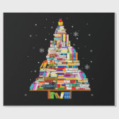 boek kerstboombibliothecaresboek liefhebbers xmas cadeaupapier (Vlak)