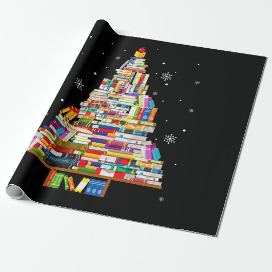 boek kerstboombibliothecaresboek liefhebbers xmas cadeaupapier (Uitgerold)