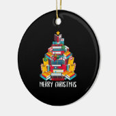 boek kerstboombibliotheek bibliothecaire cadeau le keramisch ornament (Links)