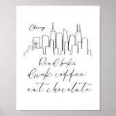 Boek Koffie Chocolade Liefhebber Chicago Outline D Poster (Voorkant)