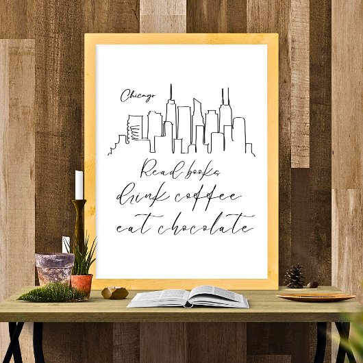Boek Koffie Chocolade Liefhebber Chicago Outline D Poster