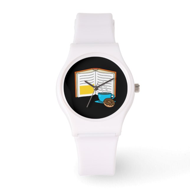 Boek Koffie en Donut Cartoon Horloge (Voorkant)