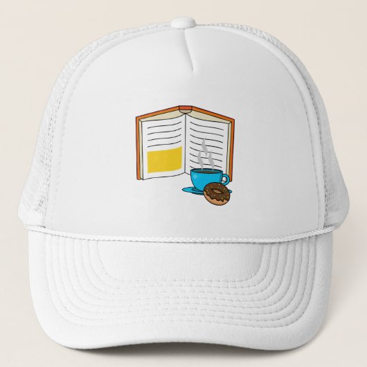 Boek Koffie en Donut Cartoon Trucker Pet (Voorkant)