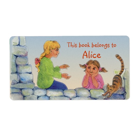 Boek Labels met twee meisjes en kat (Voorkant)