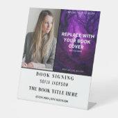 Boek lancering ondertekening foto auteur marketing reclamebord met voetstuk (Voorkant)