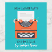 Boek Launch Party Typewriter Wijn Etiket (Enkel label)