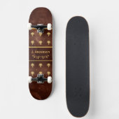 boek leder Brown en Gold Damask Patroon Persoonlijk Skateboard (Voorkant)