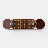 boek leder Brown en Gold Damask Patroon Persoonlijk Skateboard (Horizontaal)