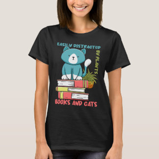 Boek lezen Afgeleid door planten katten en  T-shirt