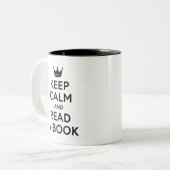 Boek lezen en kalm houden tweekleurige koffiemok (Voorkant links)