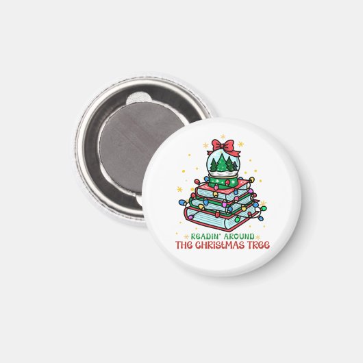 Boek lezen rond de kerstboom magneet (Voorkant / Achterkant)