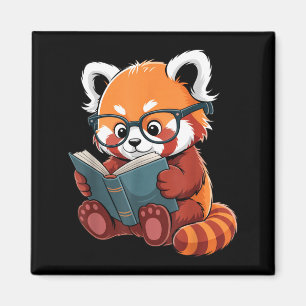 Boek lezend rode panda lezer dier schattig rood magneet