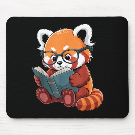 Boek lezend rode panda lezer dier schattig rood muismat (Voorkant)