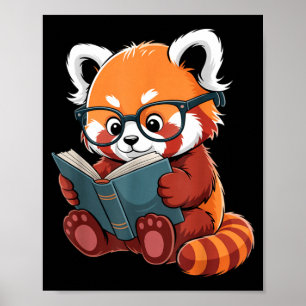 Boek lezend rode panda lezer dier schattig rood poster