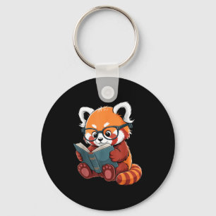 Boek lezend rode panda lezer dier schattig rood sleutelhanger