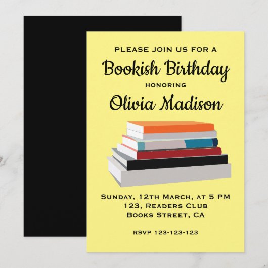 Boek Liefhebber Boeken Verjaardagsfeestje Kaart (Voorkant / Achterkant)