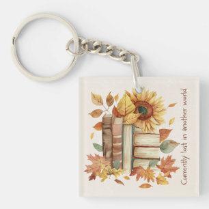 Boek Liefhebber Cadeau met Zonnebloemen Acryl Sleu Sleutelhanger