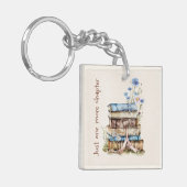 Boek Liefhebber Gift met Bloemen Boek Stack Sleutelhanger (Voorkant Links)