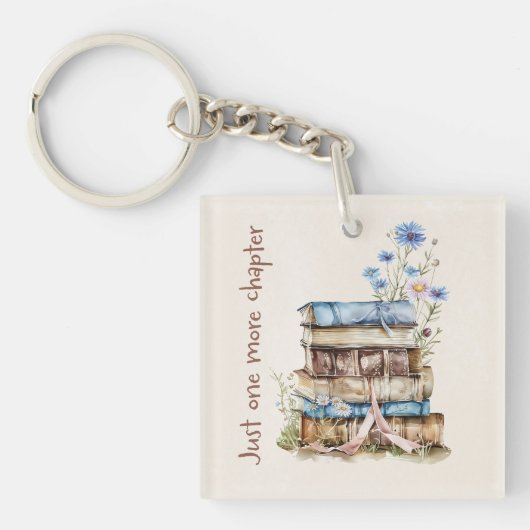 Boek Liefhebber Gift met Bloemen Boek Stack Sleutelhanger (Voorkant)