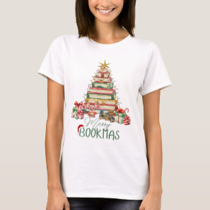 Boek Liefhebber Merry Bookmas Kerstmis T-shirt