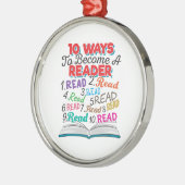 Boek Lover 10 manieren om lezer te worden Metalen Ornament (Links)