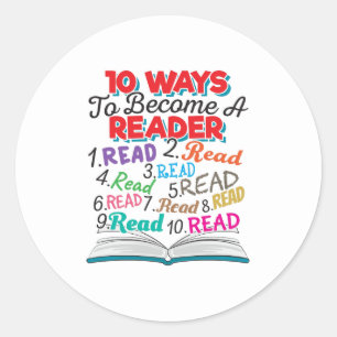 Boek Lover 10 manieren om lezer te worden Ronde Sticker