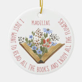 Boek Lover Bloemenboeken Lezen Keramisch Ornament (Voorkant)