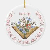 Boek Lover Bloemenboeken Lezen Keramisch Ornament (Achterkant)