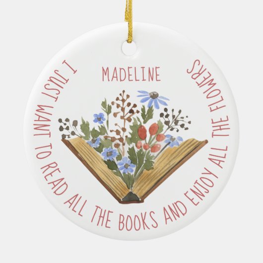 Boek Lover Bloemenboeken Lezen Keramisch Ornament (Achterkant)