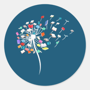 Boek Lover Dandelion Librarian Teacher Ronde Sticker