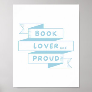 Boek Lover en Proud Pastel Blue Retro Poster