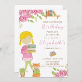 Boek Lover Meisje Verjaardag Uitnodiging (Voorkant / Achterkant)