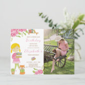 Boek Lover Meisje Verjaardag Uitnodiging Met Foto (Staand voorkant)