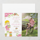 Boek Lover Meisje Verjaardag Uitnodiging Met Foto (Voorkant / Achterkant)