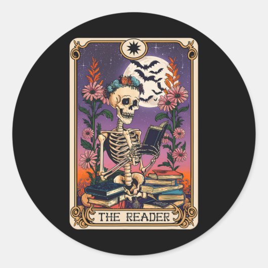 Boek Lover Tarot Kaart De lezer Mystic Funny Skel Ronde Sticker (Voorkant)