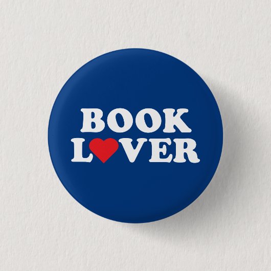 Boek Lover Witte Tekst met rood hartpictogram Ronde Button 3,2 Cm (Voorkant)