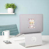 Boek Lover Witty Pun Waterverf Botanisch Sticker (Laptop op bureau)