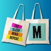 Boek Lover's Eat Sleep Lees Monogram herhalen Tote Bag