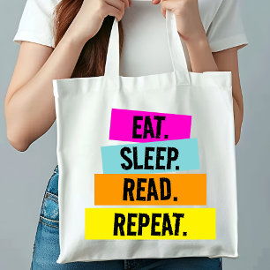 Boek Lover's Eat Sleep Lees Monogram herhalen Tote Bag