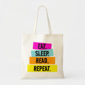 Boek Lover's Eat Sleep Lees Monogram herhalen Tote Bag (Voorkant)